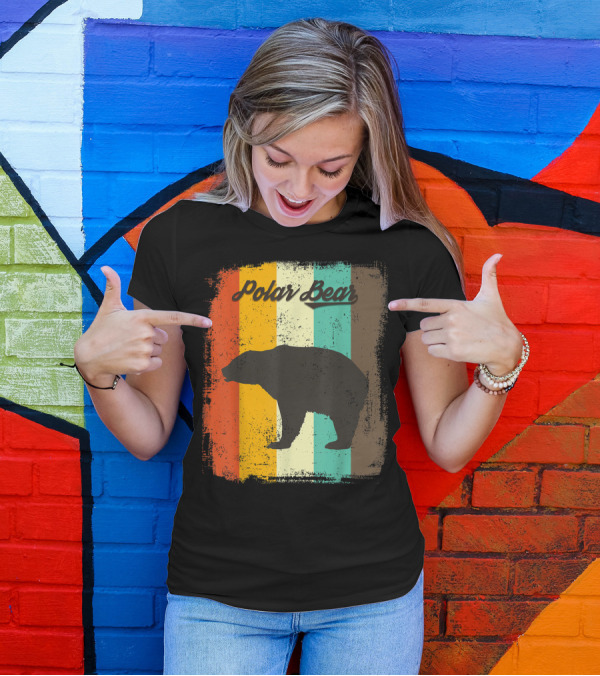 Polar Bear 70s Vintage Animal Lover Retro Stripes T-Shirt