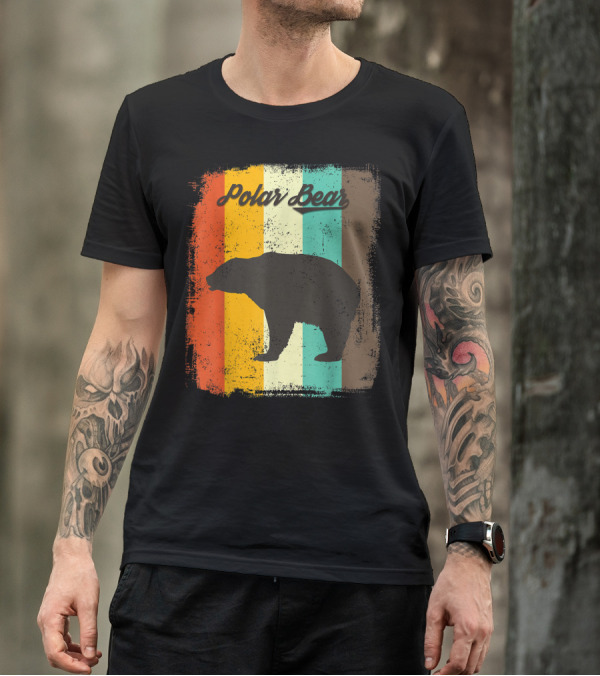 Polar Bear 70s Vintage Animal Lover Retro Stripes T-Shirt