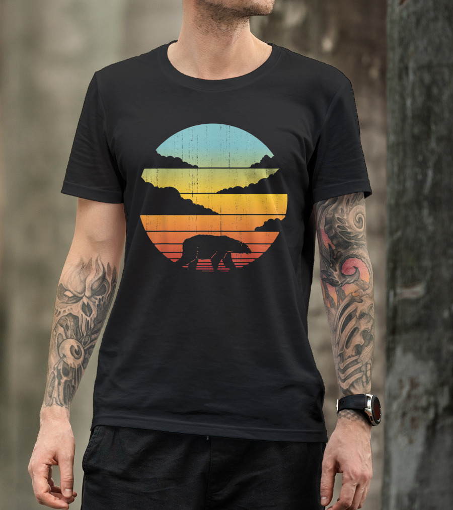 Polar Bear Sunset Retro 60S 70S Vintage Style Animal T-Shirt