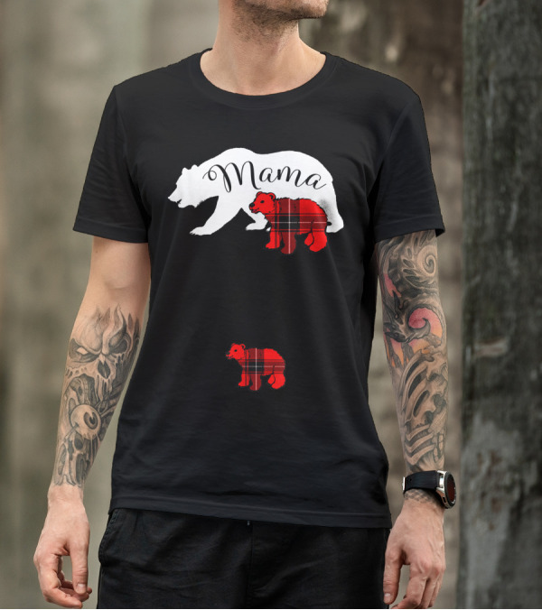 Mama Bear Two Cubs Pregnancy Announcement Gender Reveal T-Shirt