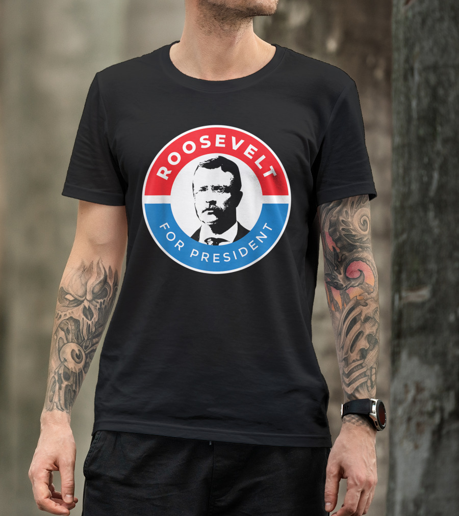 Roosevelt For President Red White Blue Circle Badge T-Shirt