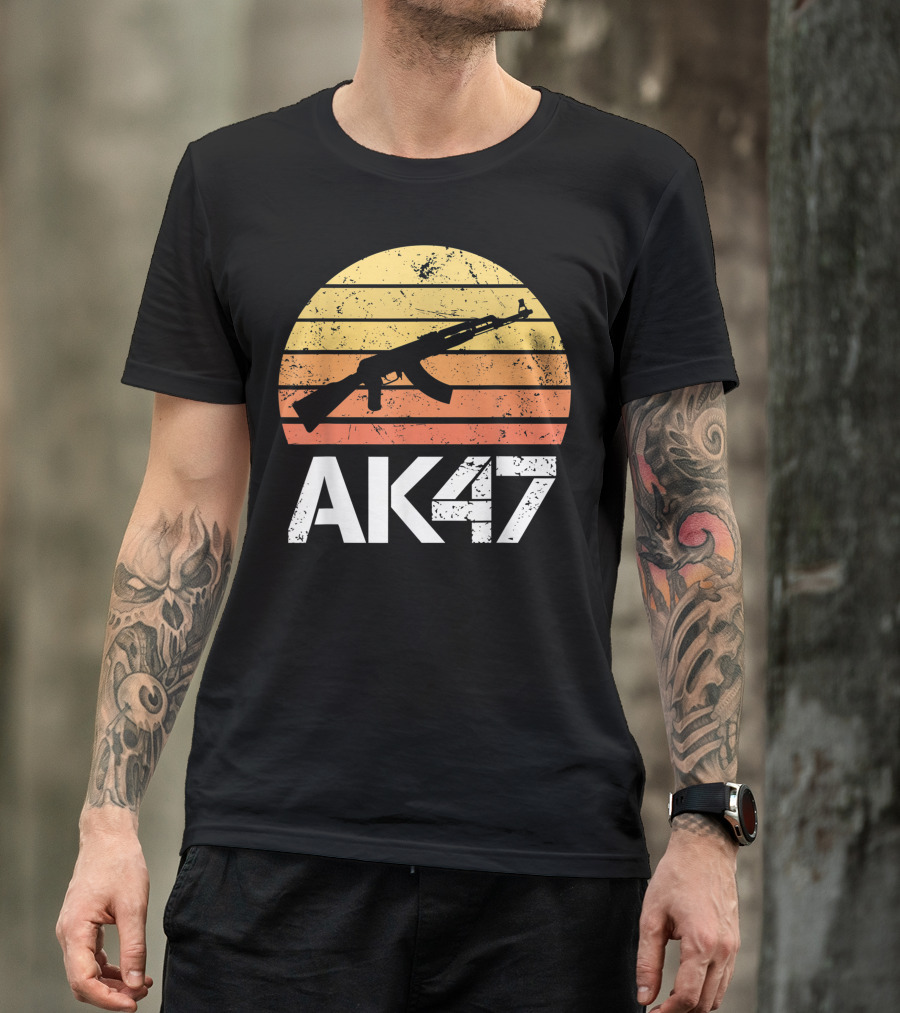 Pro Gun AK47 Rifle 2nd Amendment Sunset T-Shirt