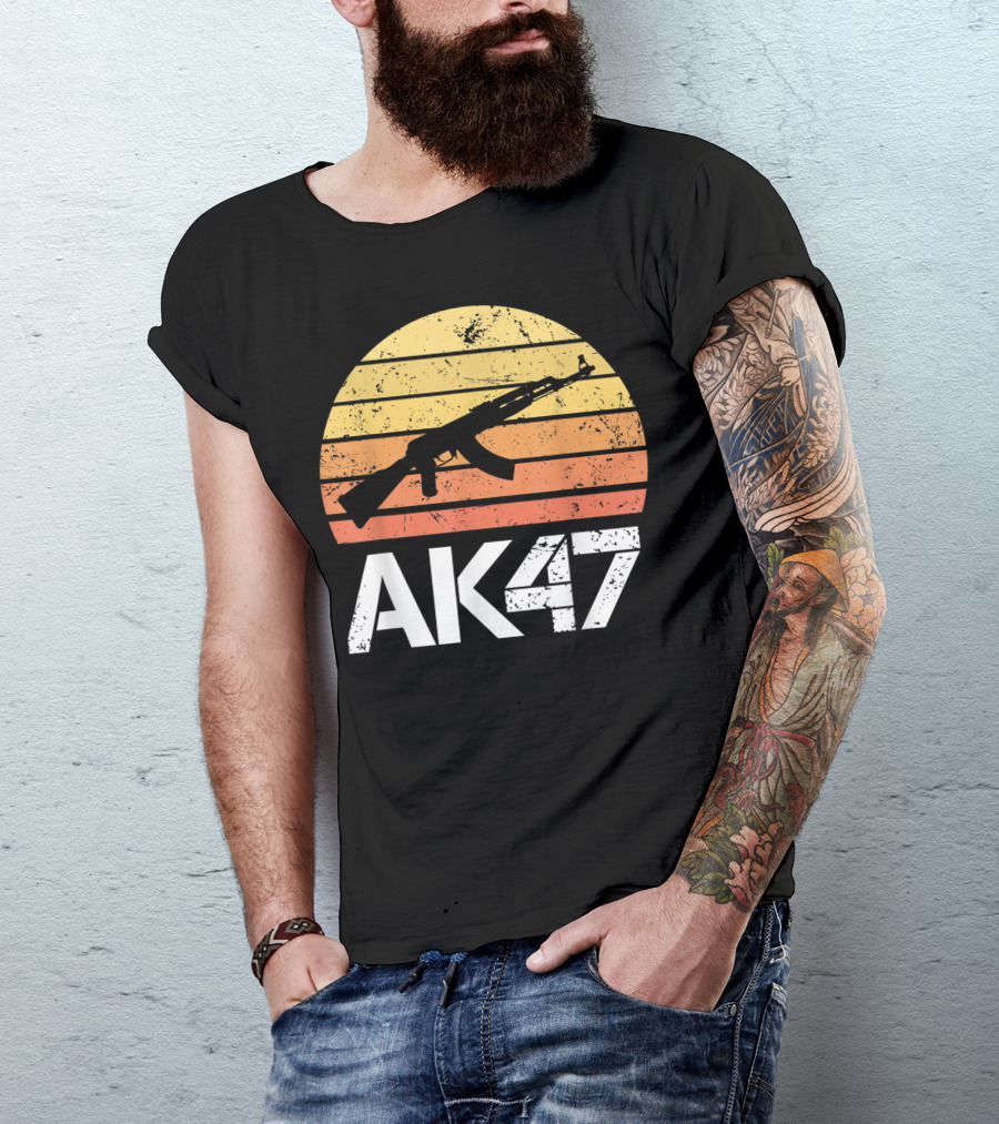 Pro Gun AK47 Rifle 2nd Amendment Sunset T-Shirt