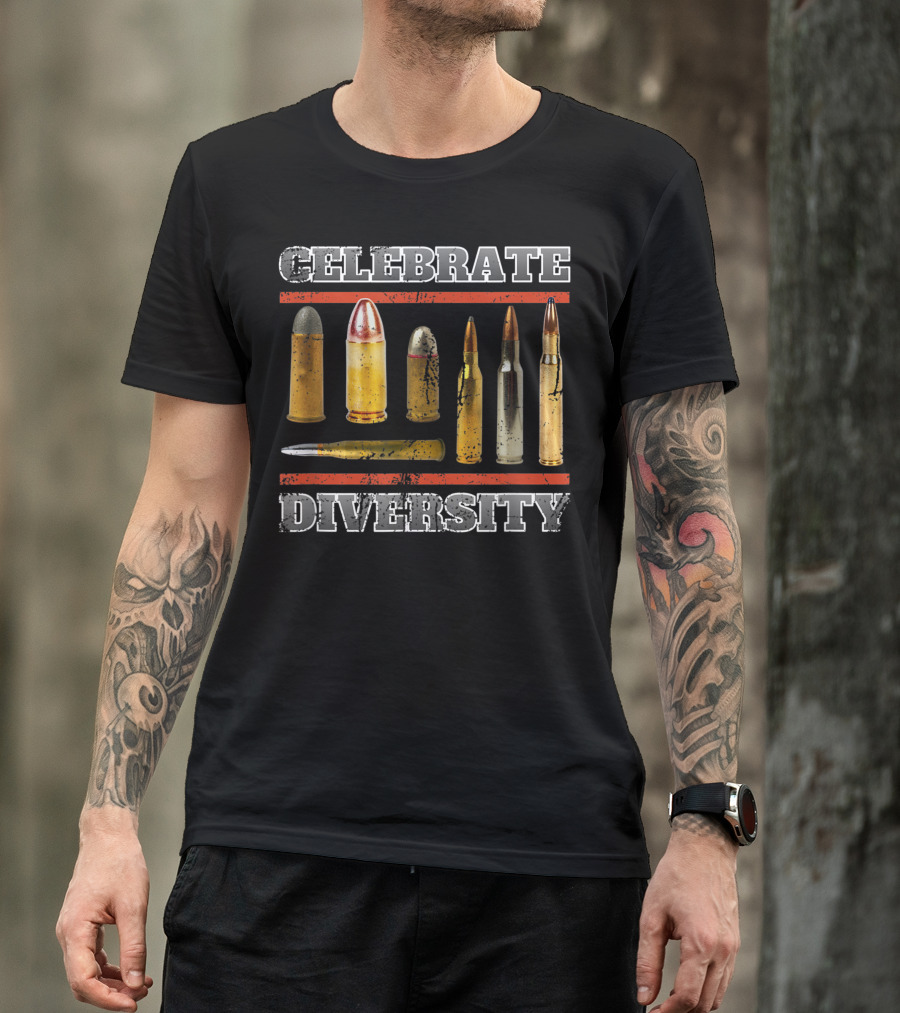 Celebrate Diversity Pro Gun Bullets Tip T-Shirt