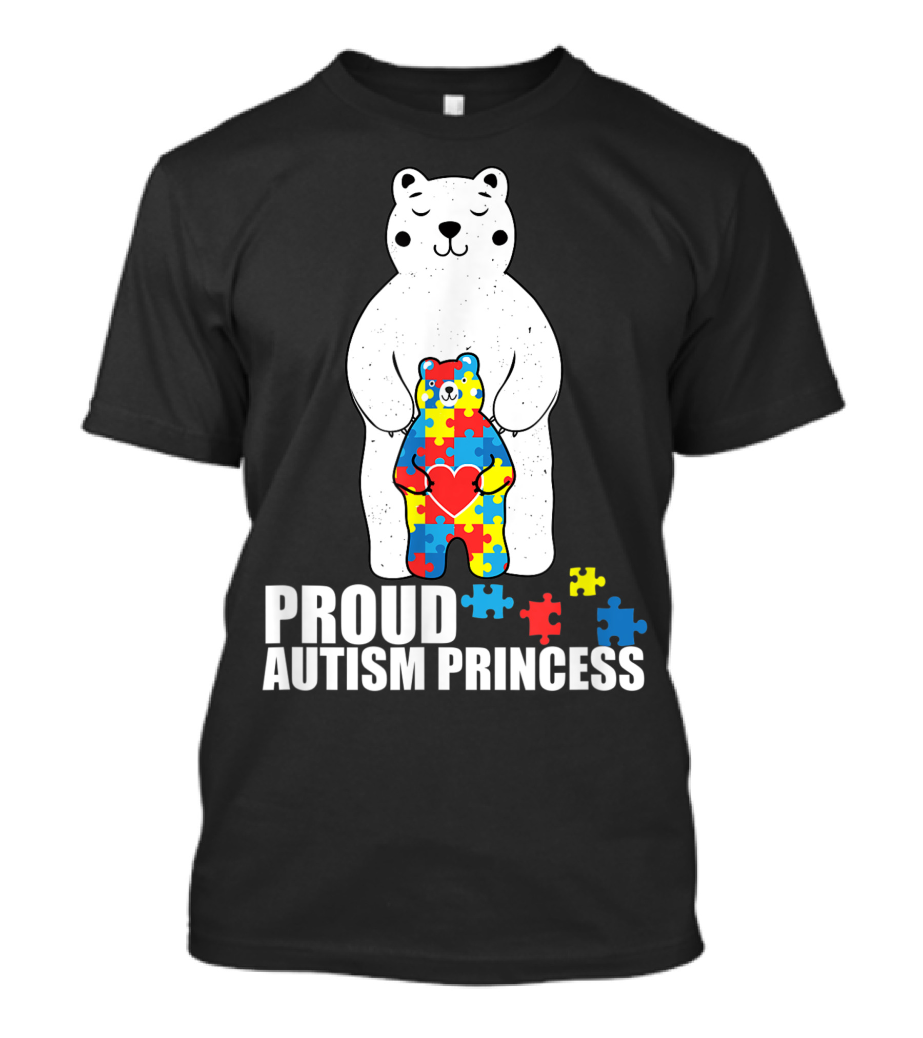 Proud Autism Princess Bear Puzzle Love Autistic Awareness T-Shirt