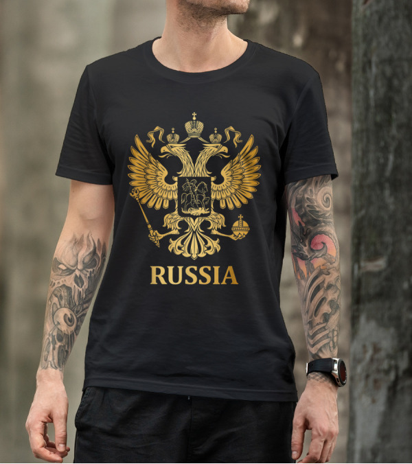 Russia Proud Coat Of Arms Emblem Flag T-Shirt