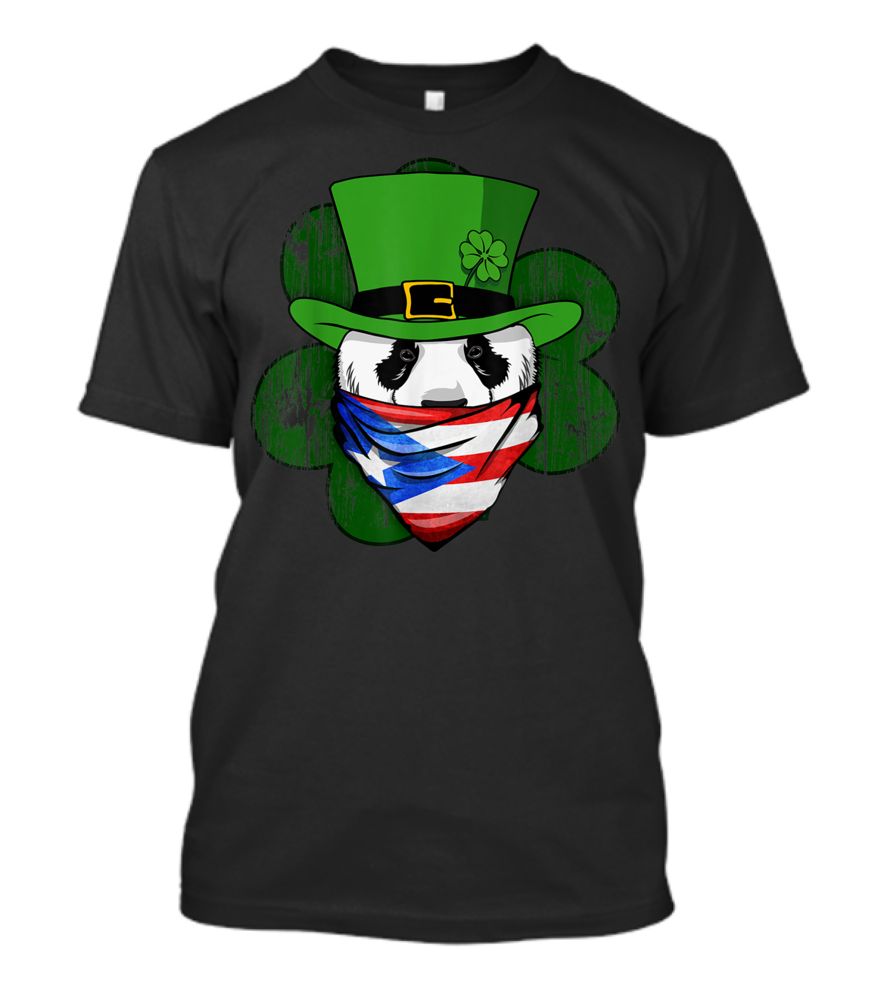 Puerto Rican Boricua Panda Shamrock Irish Bandana Flag T-Shirt