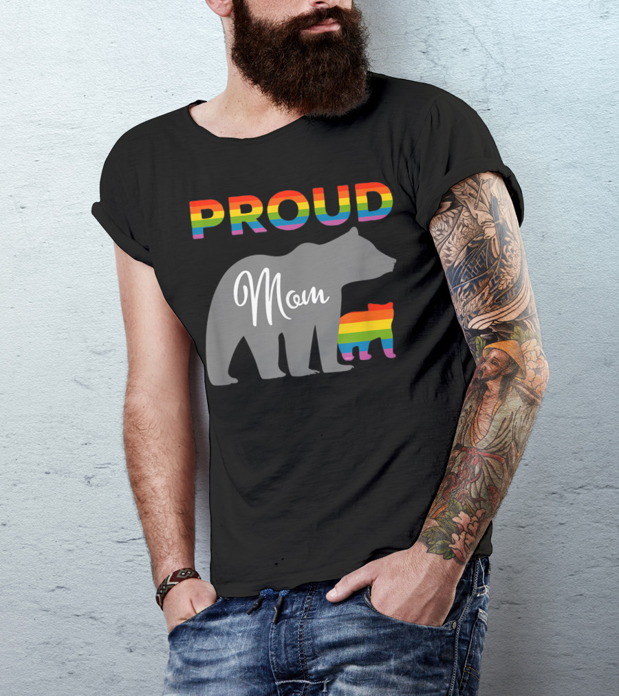 Proud Mom Bear And Rainbow Pride Cub T-Shirt