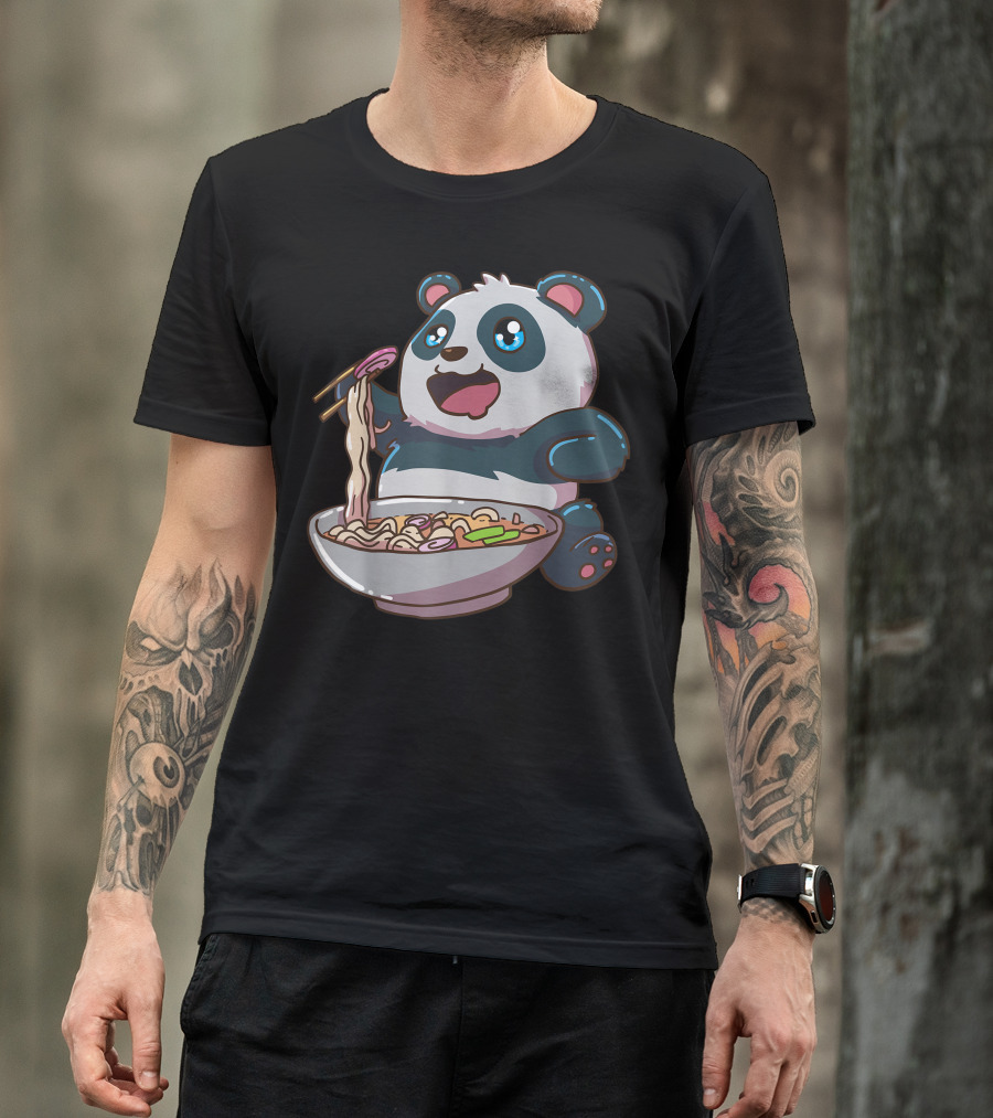 Ramen Panda Bear Noodle Bowl Cute T-Shirt