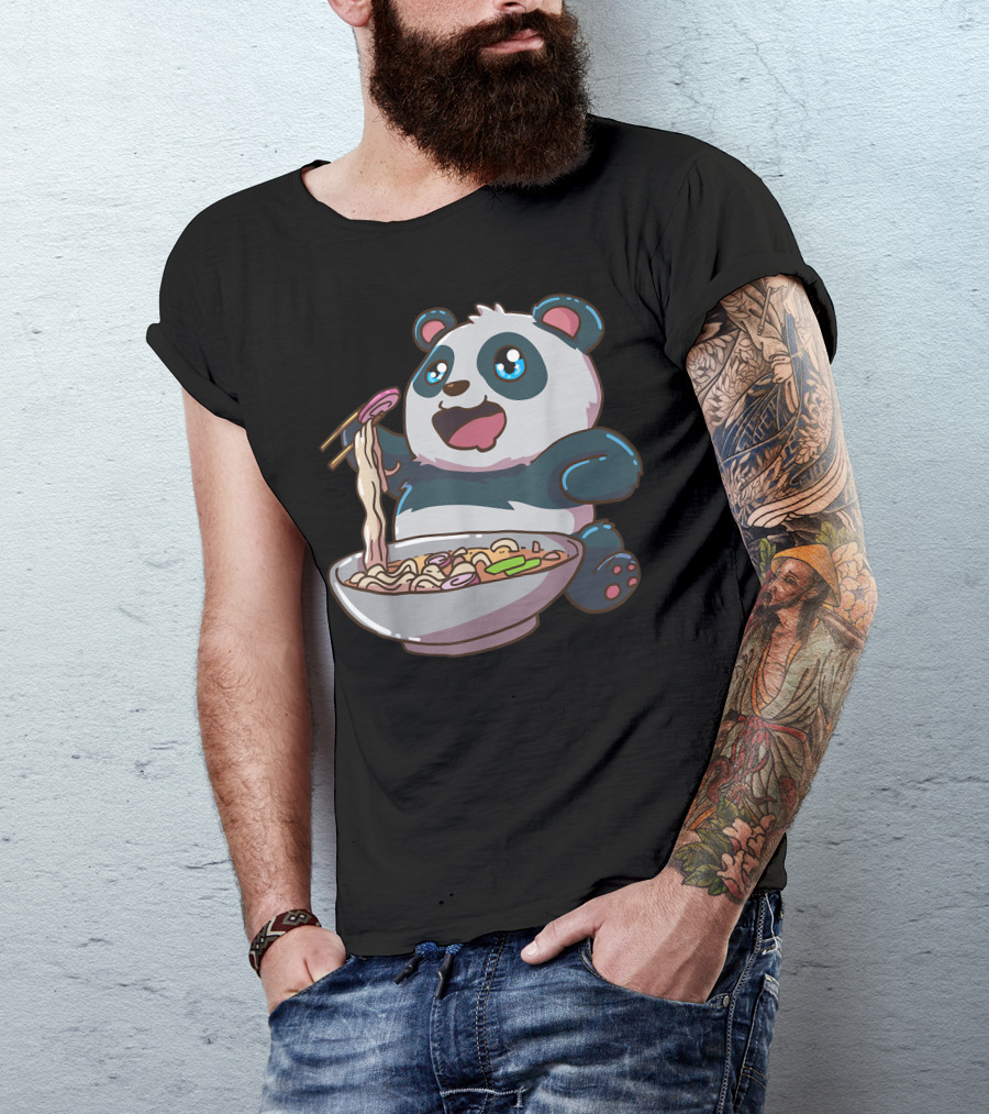 Ramen Panda Bear Noodle Bowl Cute T-Shirt