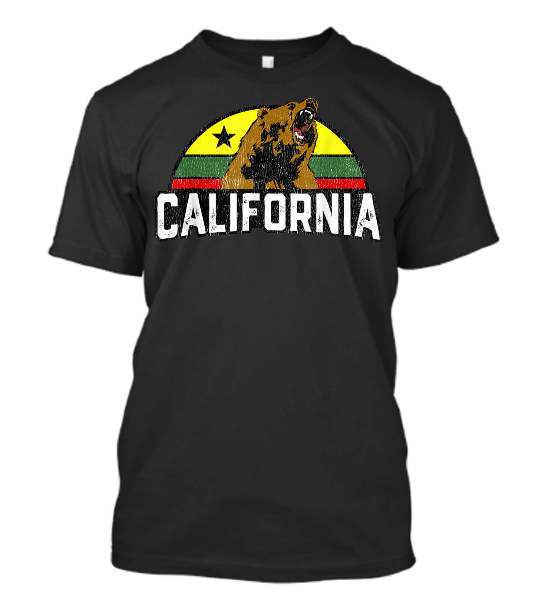 Rasta Bear California Republic Vintage Style California Bear With Jamaican Flag Colors T-Shirt
