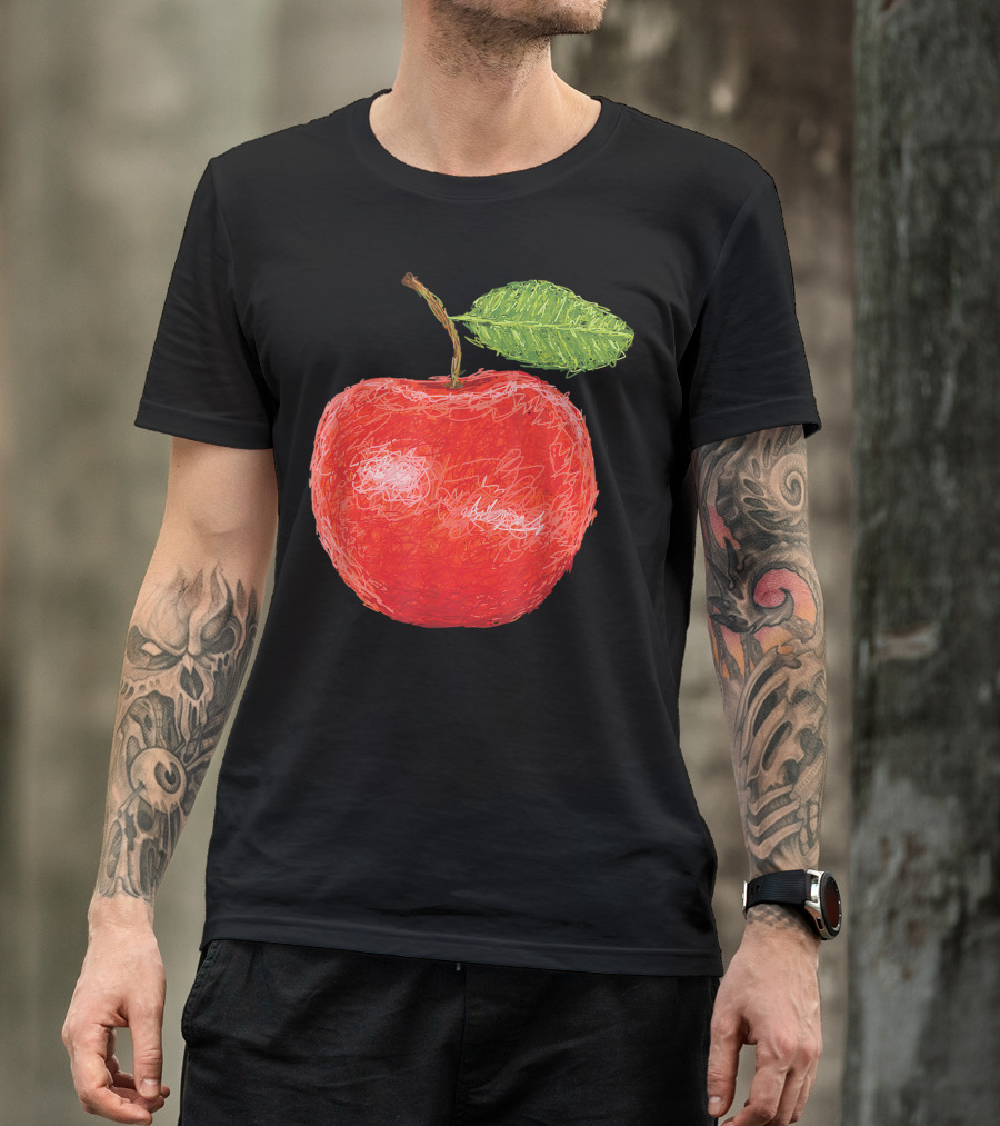 Red Huge Apple Fruit Artsy Designed T-Shirt