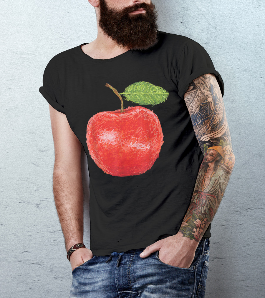 Red Huge Apple Fruit Artsy Designed T-Shirt