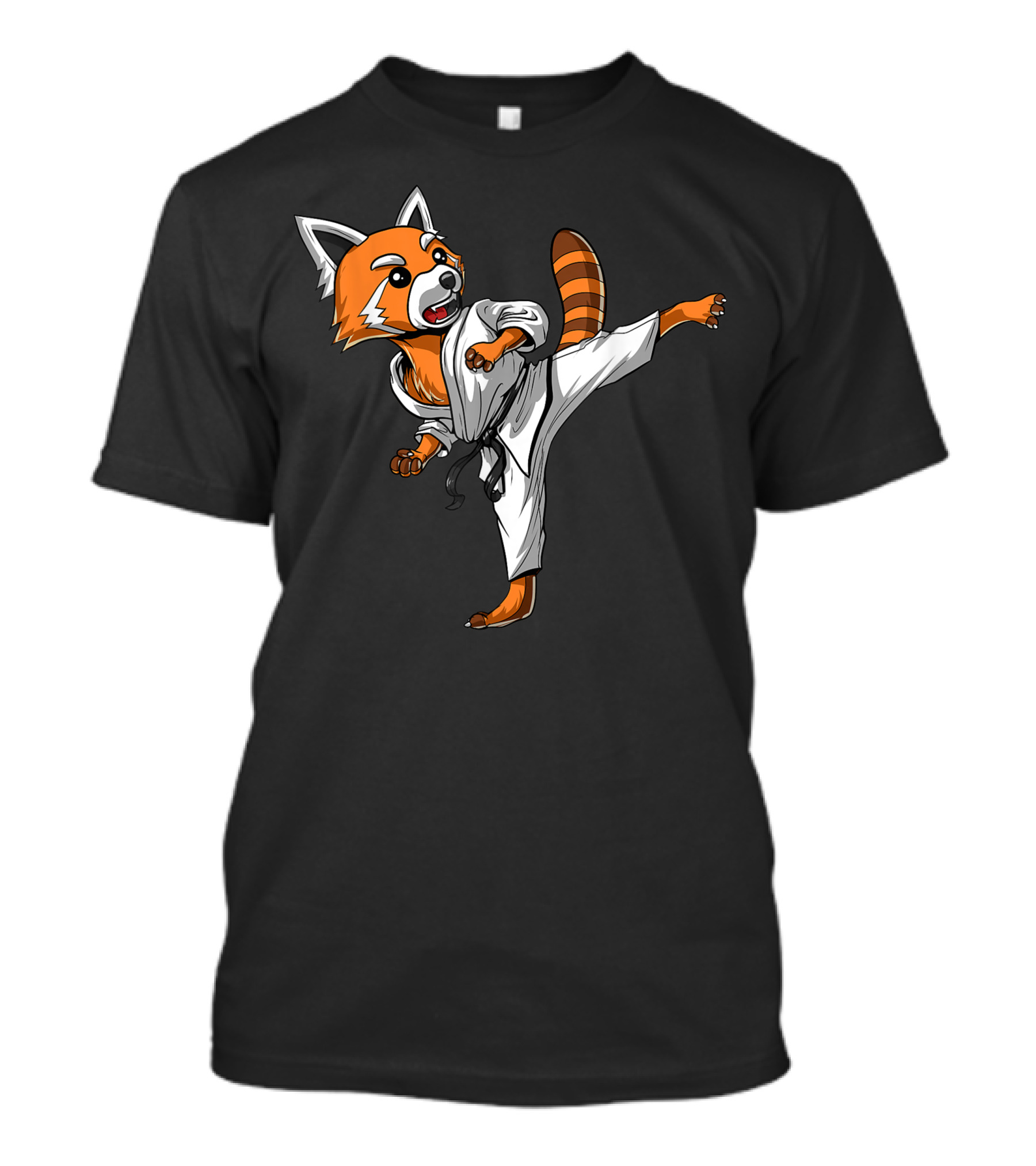 Red Panda Karate Ninja Martial Arts Kickboxing Taekwondo Kicking Action T-Shirt