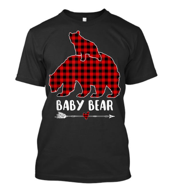 Baby Bear Red Plaid Buffalo Silhouette Arrow Heart T-Shirt