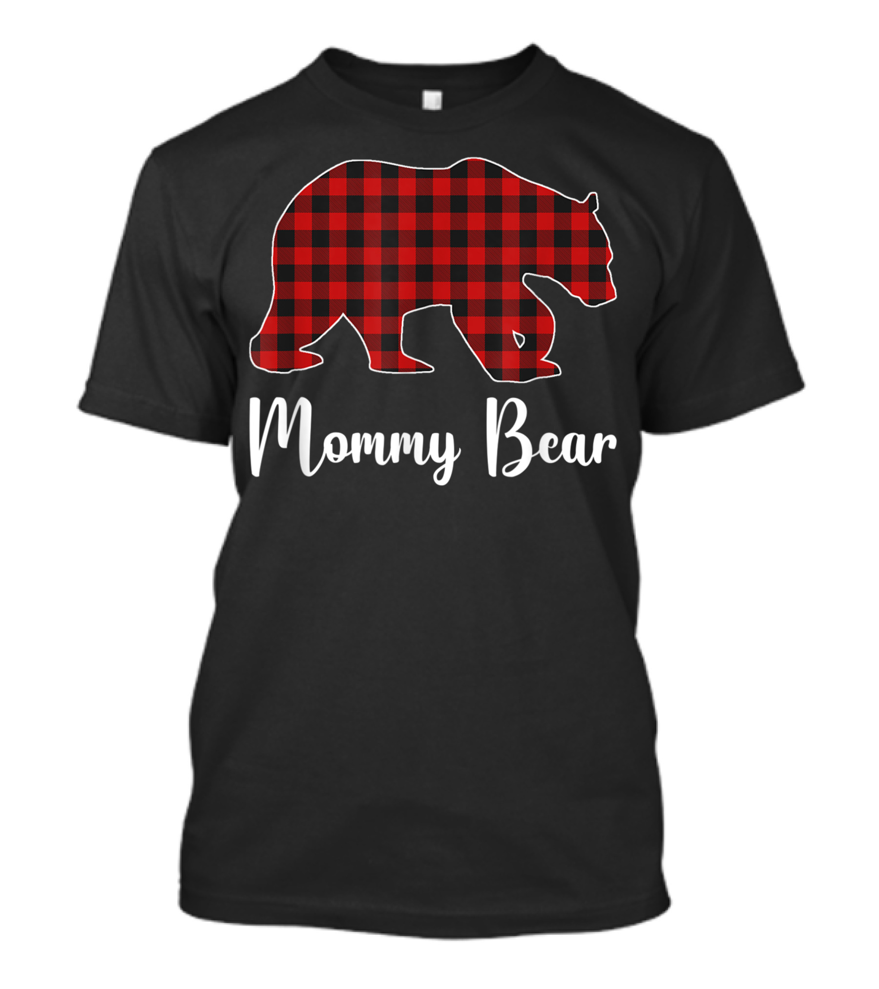 Mommy Bear Red Plaid Christmas Matching Family Mother T-Shirt