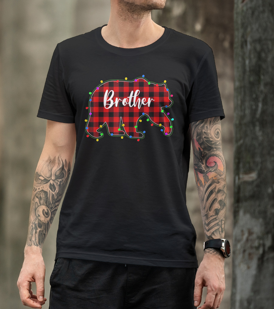 Brother Bear Red Plaid Xmas Lights T-Shirt