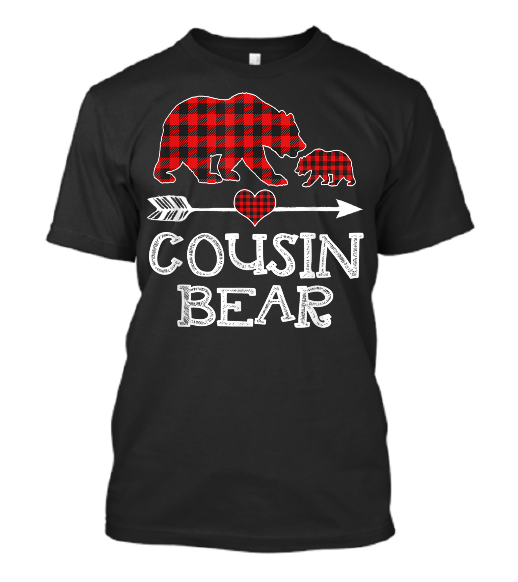 Red Plaid Cousin Bear Heart Arrow Buffalo Cubs T-Shirt