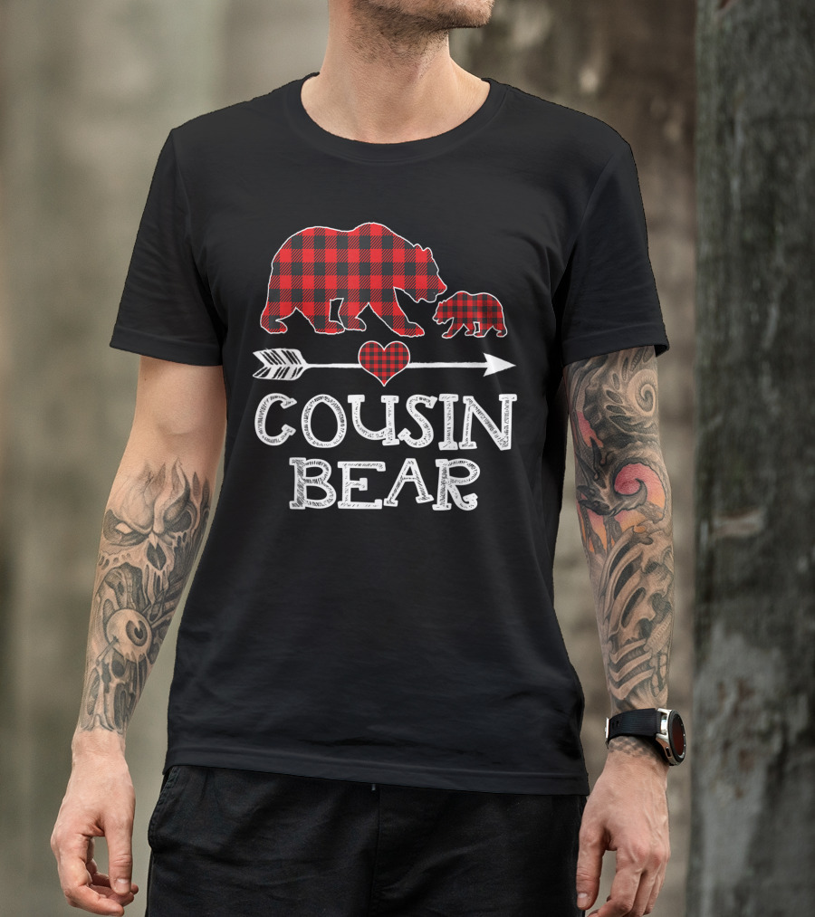 Red Plaid Cousin Bear Heart Arrow Buffalo Cubs T-Shirt