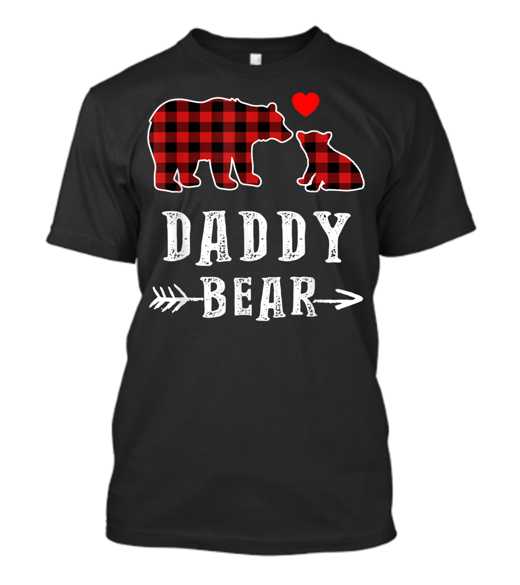 Daddy Bear Red Plaid Matching Buffalo With Heart Arrow T-Shirt