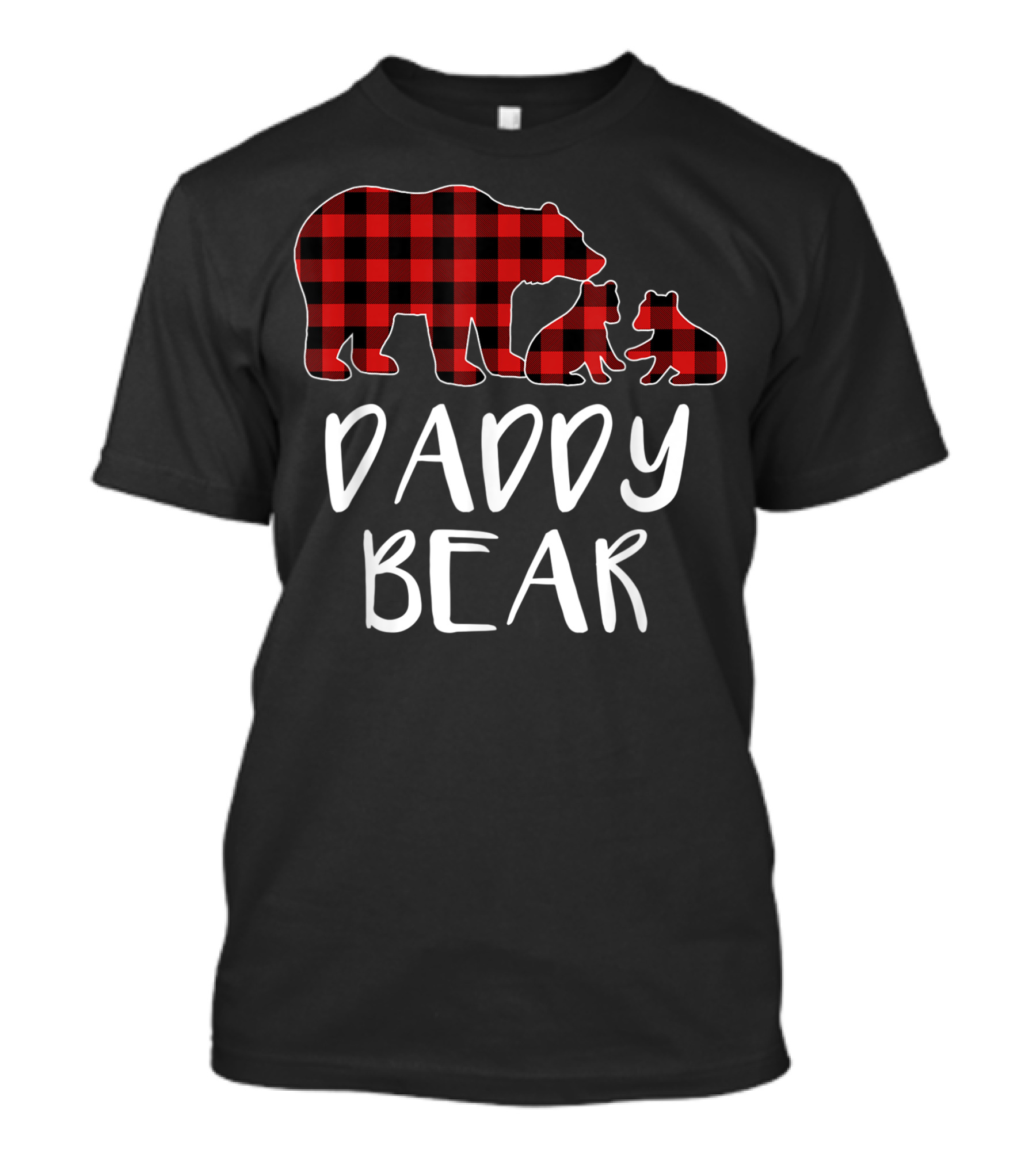 Daddy Bear Red Plaid Buffalo Matching Two Cubs T-Shirt