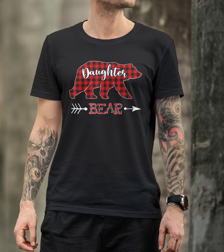 Red Plaid Daughter Bear Family Matching Buffalo Plaid T-Shirt