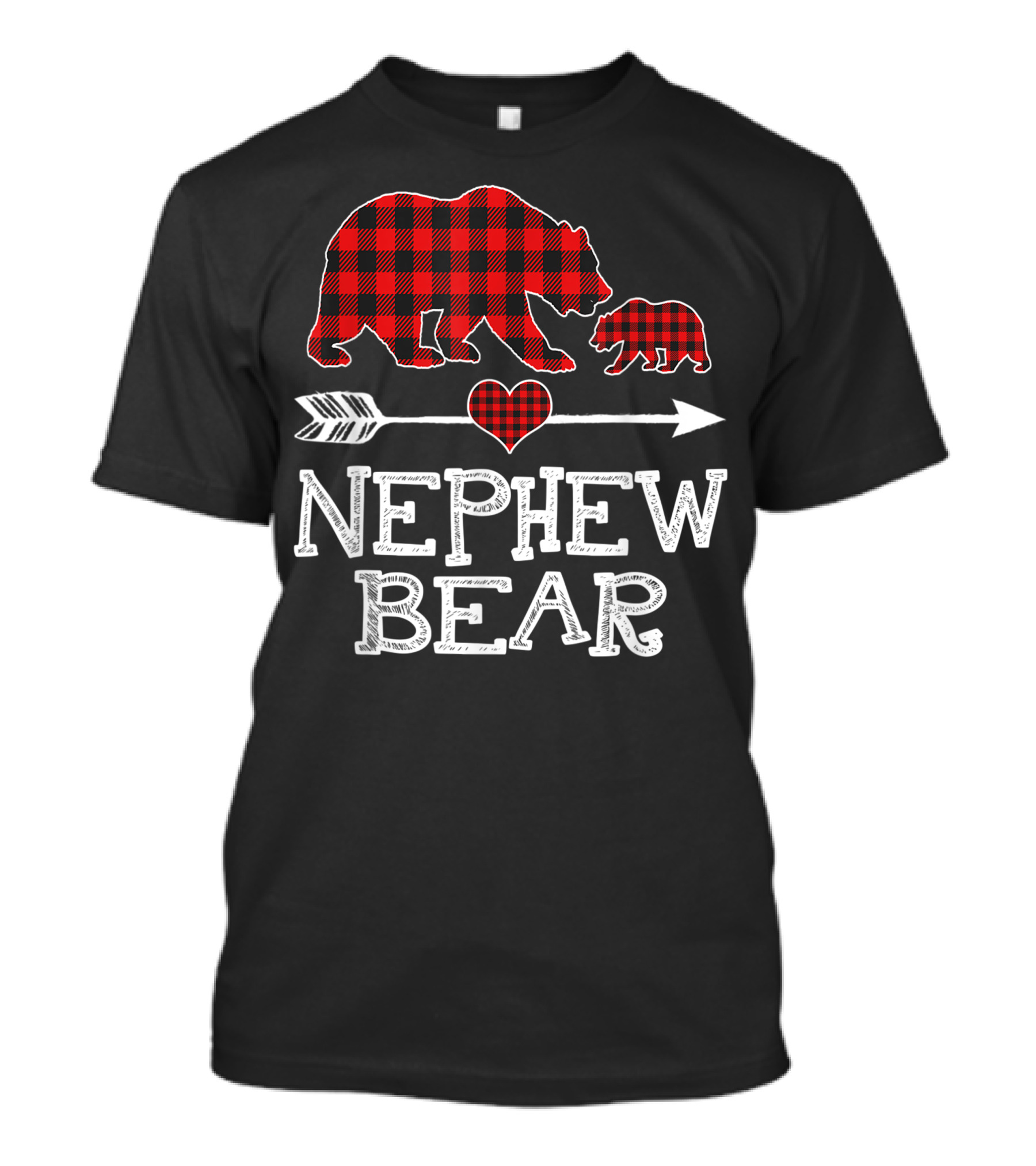 Red Plaid Nephew Bear Buffalo Heart Arrow Cub Matching T-Shirt