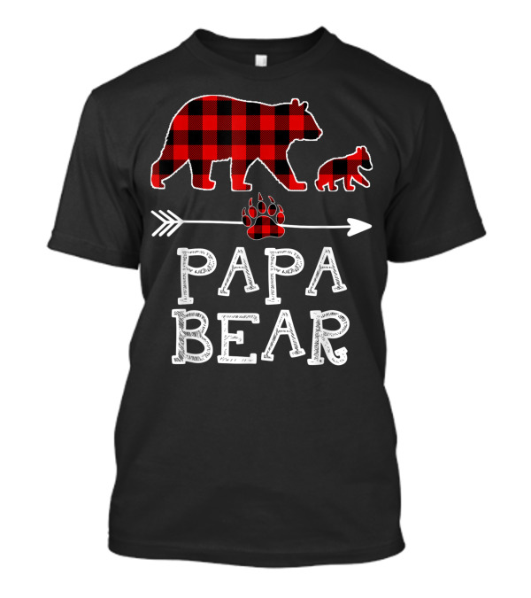 Red Plaid Papa Bear One Cubs Matching Buffalo Family Pajama Set T-Shirt