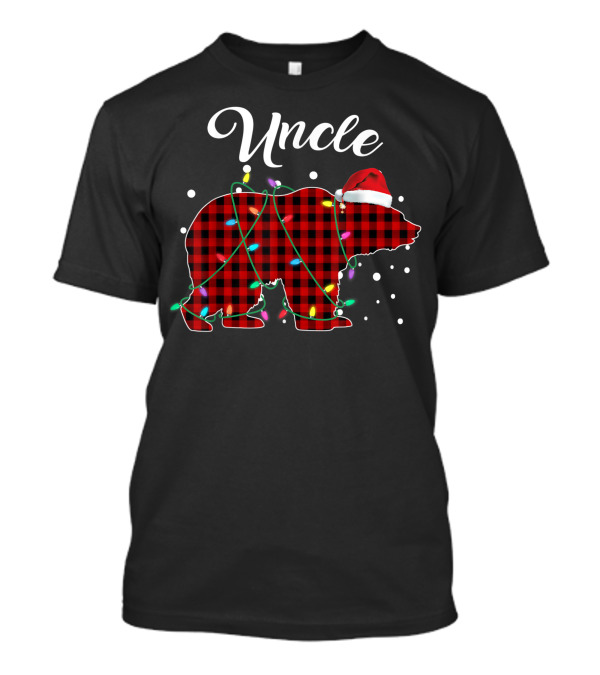 Uncle Red Plaid Bear Christmas Lights Buffalo T-Shirt