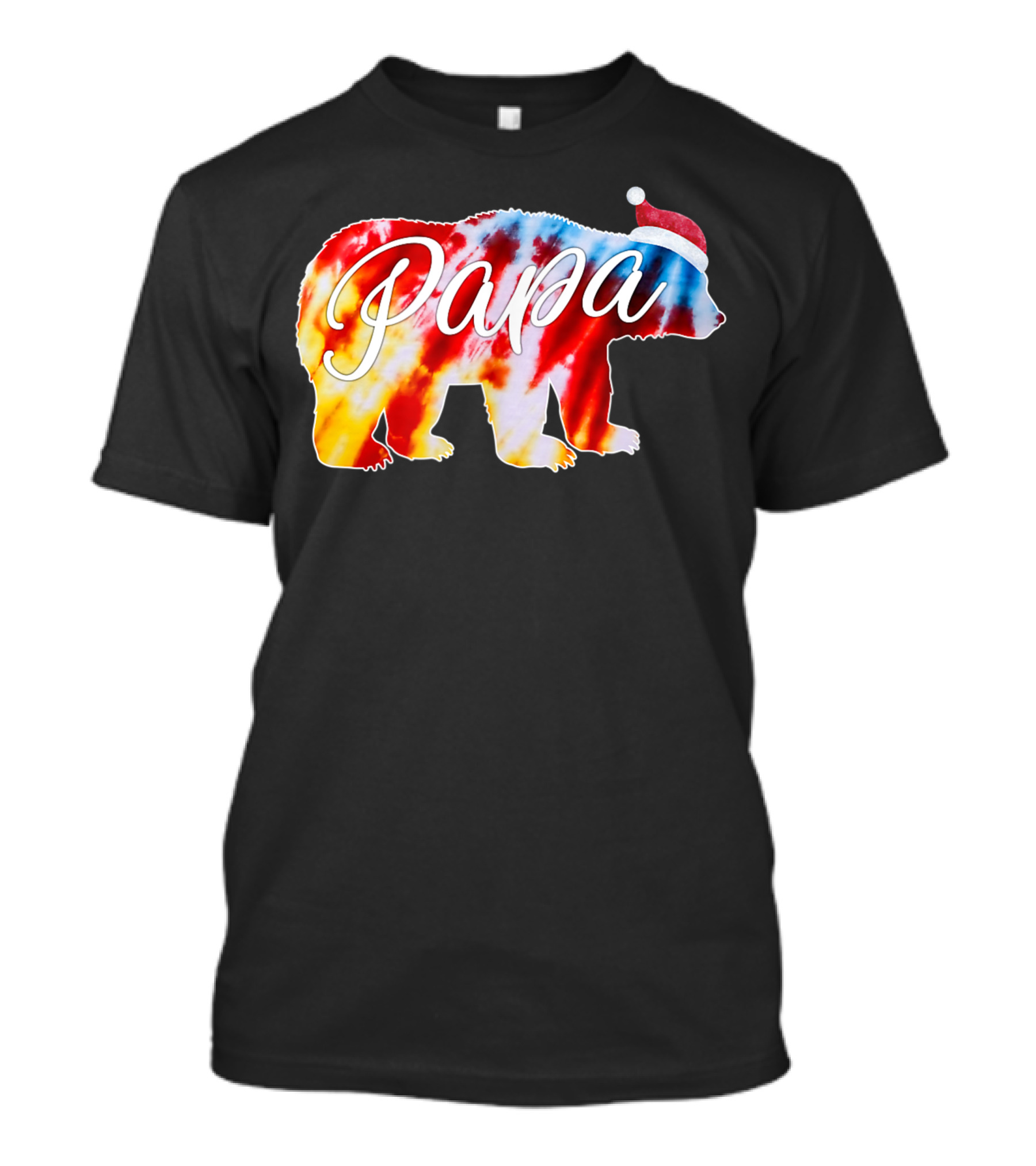 Red Tie Dye Buffalo Dad Matching Family Papa Bear Christmas Hat T-Shirt