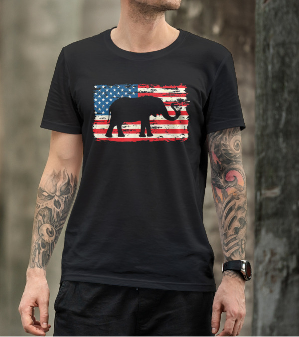 Republican Party Elephant USA Flag Elections Vote Patriotic T-Shirt