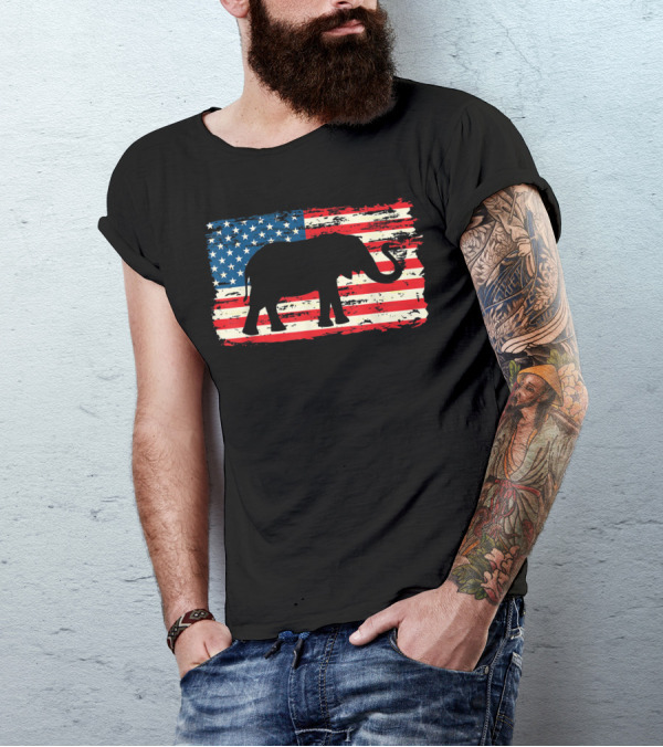 Republican Party Elephant USA Flag Elections Vote Patriotic T-Shirt