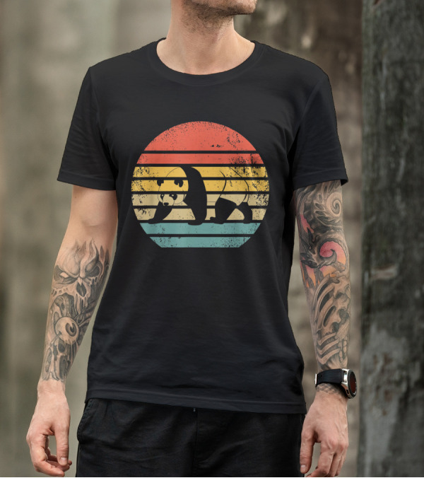 Retro Vintage Giant Panda Bear Stripes T-Shirt