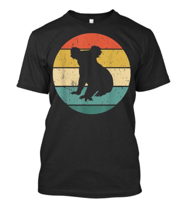 Retro Koala Silhouette Vintage Stripes T-Shirt