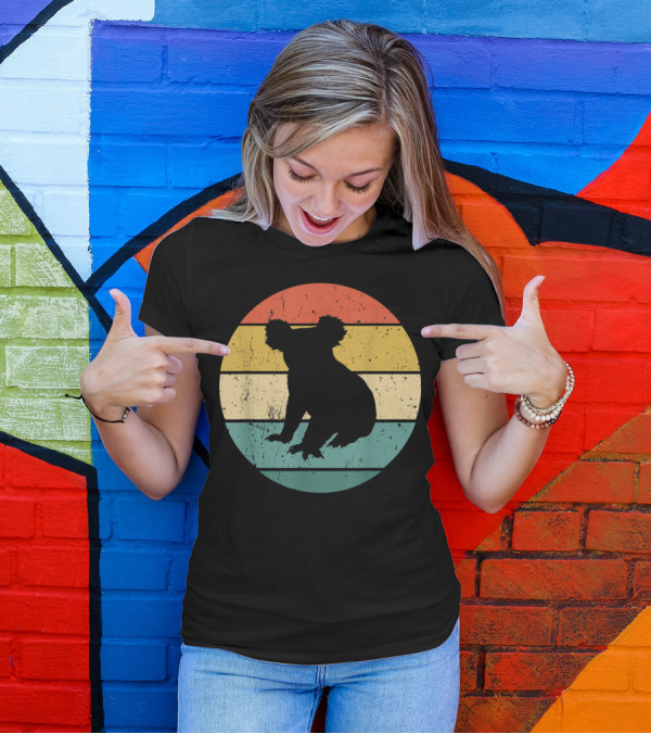 Retro Koala Silhouette Vintage Stripes T-Shirt