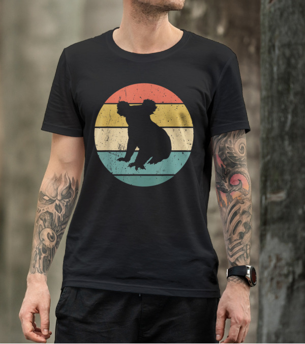 Retro Koala Silhouette Vintage Stripes T-Shirt