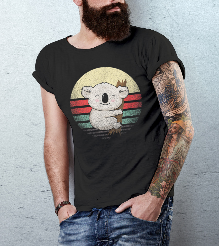 Retro Koala Bear Koala Vintage Stripes Circle T-Shirt