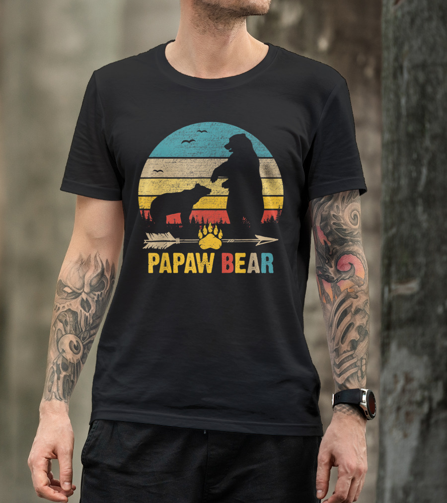 Papaw Bear Retro Matching Family Cute Bear T-Shirt