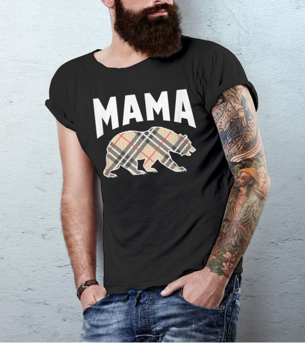 Mama Retro Plaid Bear T-Shirt