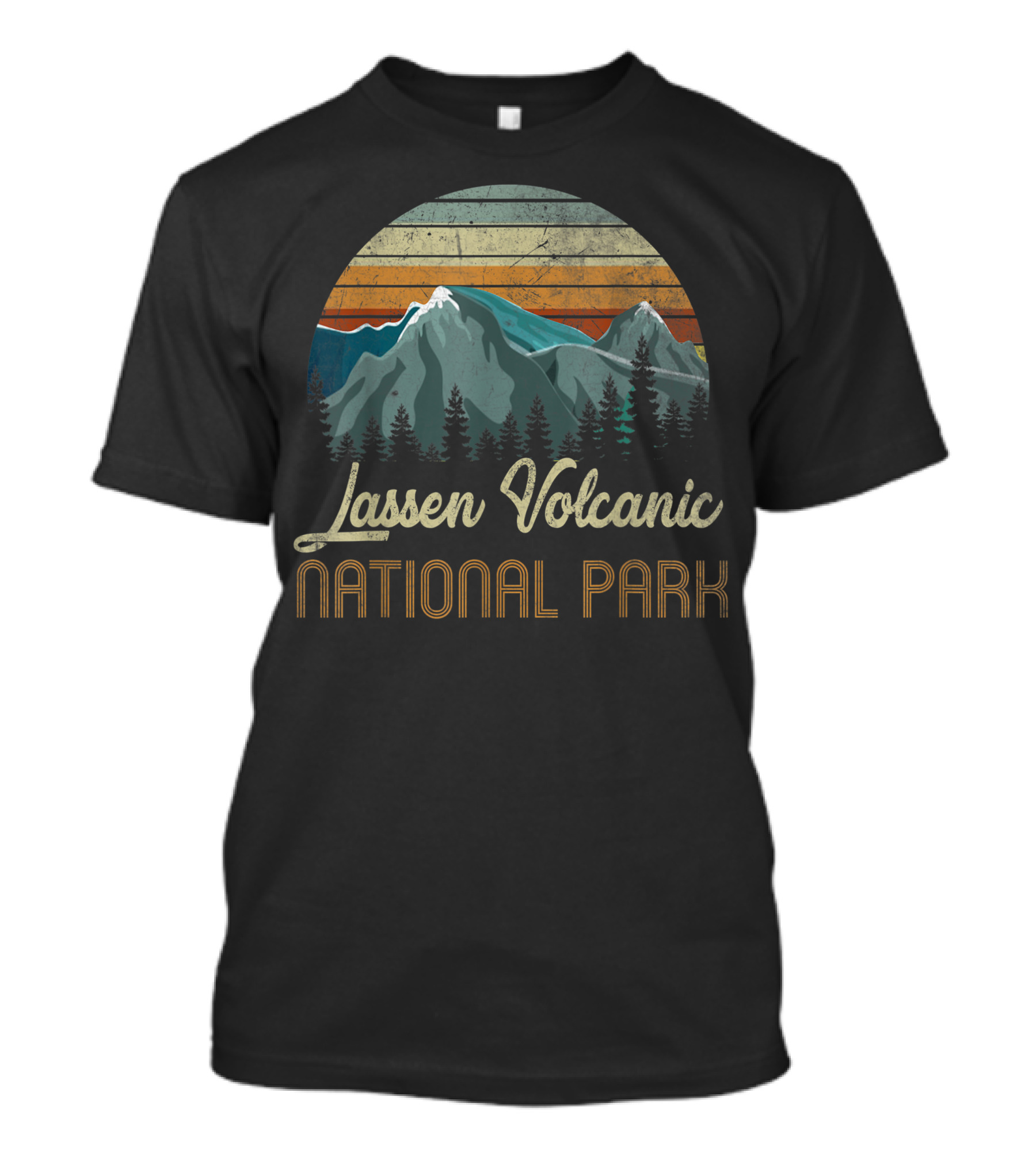 Retro Vintage Lassen Volcanic National Park Sunset Mountain Landscape T-Shirt