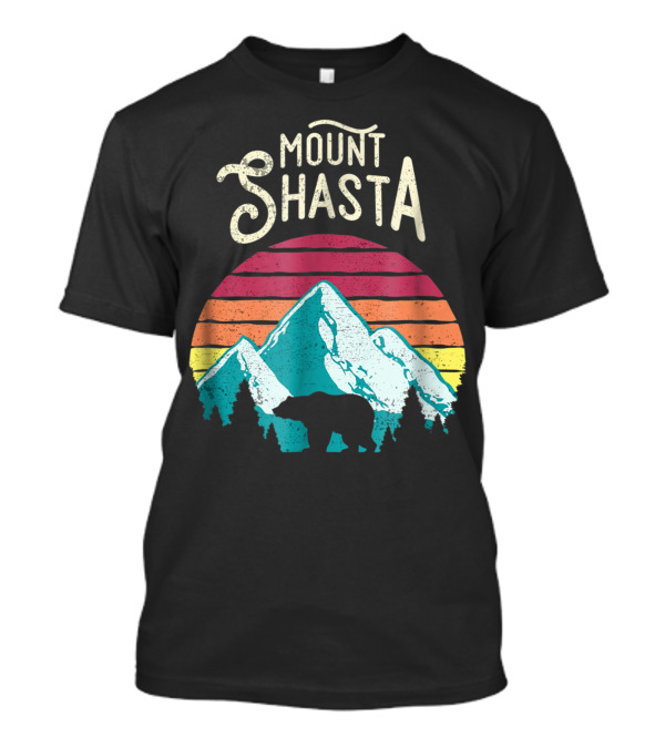 Retro Vintage Mount Shasta California Mountains Bear Sunset T-Shirt