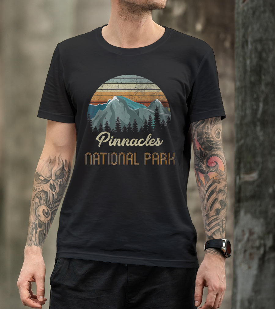 Pinnacles National Park Retro Vintage Mountain Scene T-Shirt