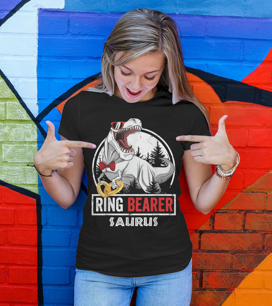 Ring Bearer Saurus Rex Wedding Kids Boys Ring Bearer T-Shirt