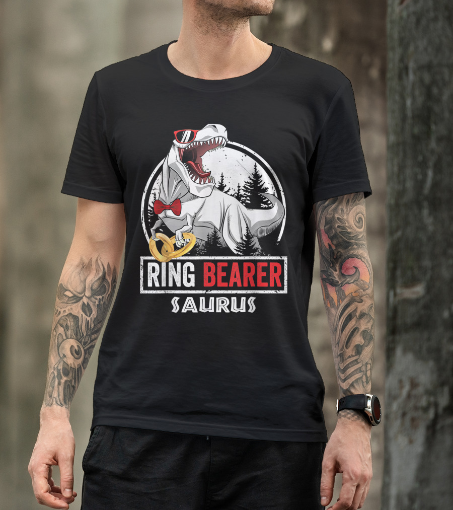 Ring Bearer Saurus Rex Wedding Kids Boys Ring Bearer T-Shirt
