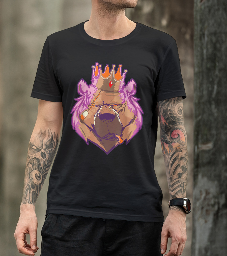 Royal King Bear With Crown And Unamused Expression T-Shirt