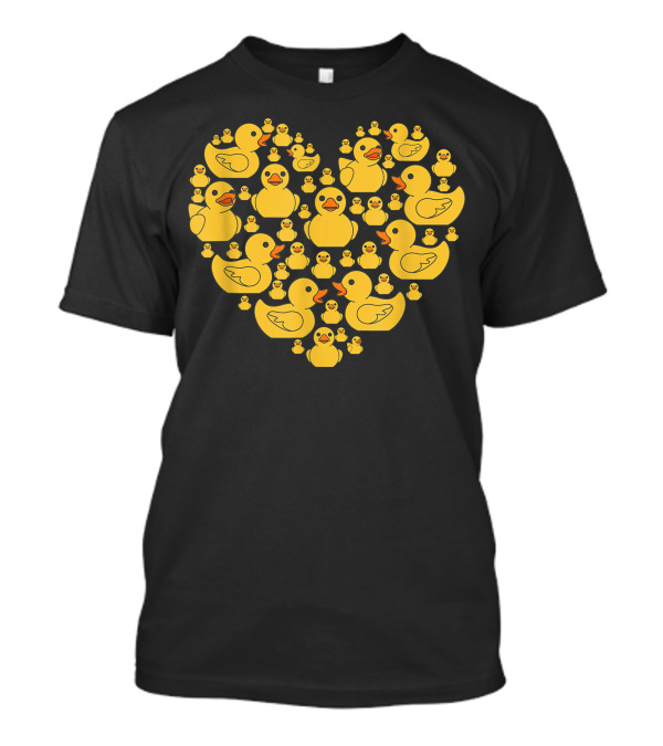 Rubber Duck Heart Love Valentines Day For Her Yellow Ducks Shaped Heart T-Shirt