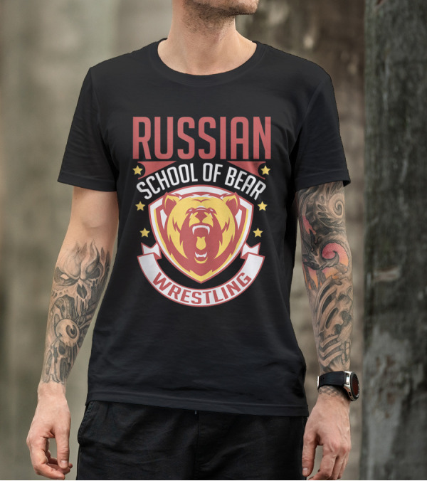 Russian School Of Bear Wrestling Mma Bjj Grappling Martial Arts T-Shirt