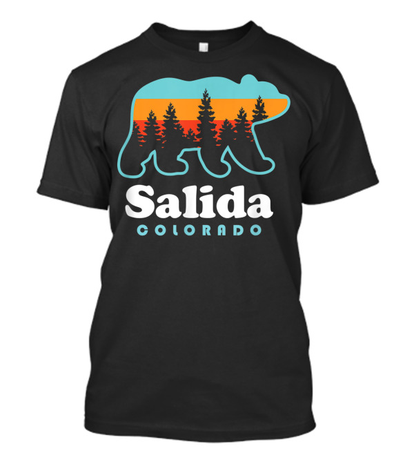 Salida Colorado Bear Silhouette With Colorful Forest Background T-Shirt
