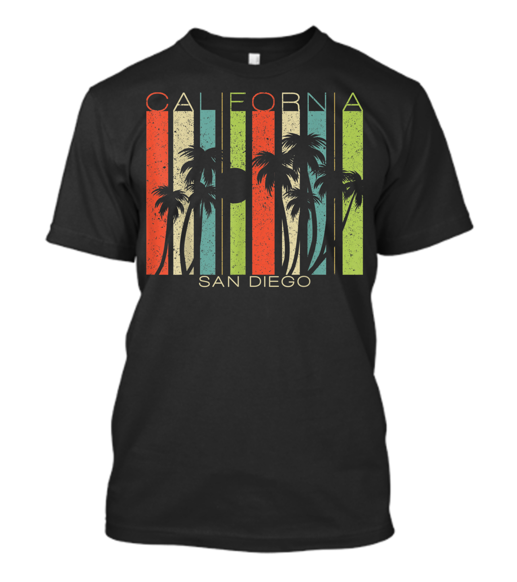California San Diego Retro Palm Tree Stripes T-Shirt