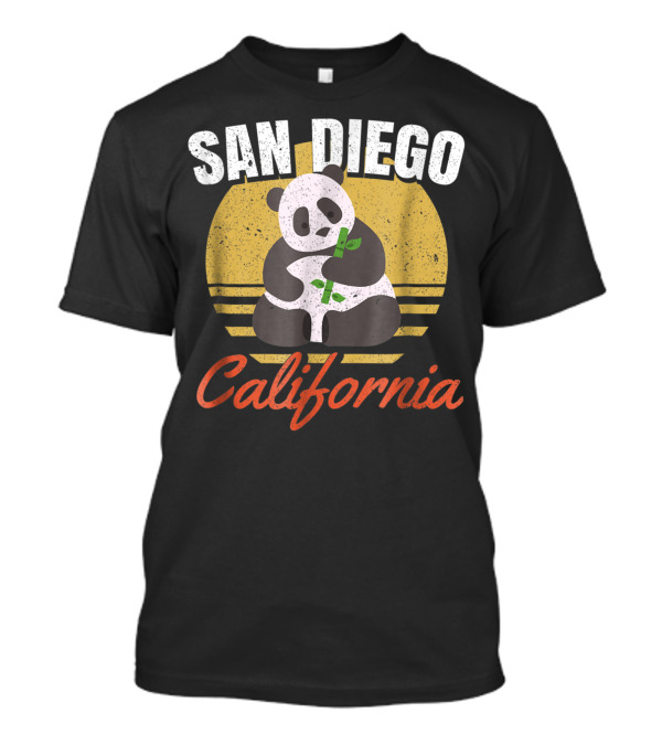 San Diego California Panda Retro Sunset T-Shirt